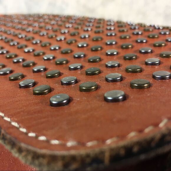 PATRICIA NASH ITALIAN LEATHER STUDDED SADDLE BAG - Picture 11 of 15